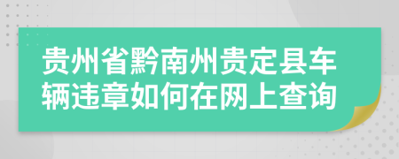 贵州省黔南州贵定县车辆违章如何在网上查询