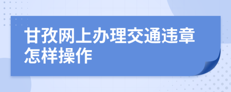 甘孜网上办理交通违章怎样操作