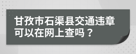 甘孜市石渠县交通违章可以在网上查吗？