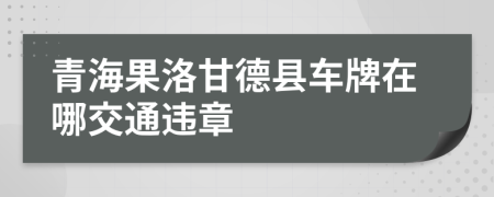 青海果洛甘德县车牌在哪交通违章