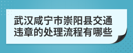 武汉咸宁市崇阳县交通违章的处理流程有哪些