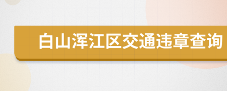 白山浑江区交通违章查询