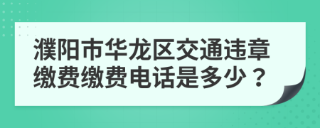 濮阳市华龙区交通违章缴费缴费电话是多少？