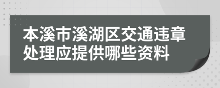本溪市溪湖区交通违章处理应提供哪些资料
