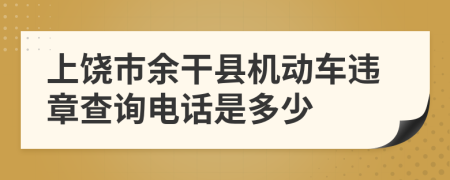 上饶市余干县机动车违章查询电话是多少