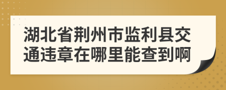 湖北省荆州市监利县交通违章在哪里能查到啊