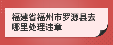 福建省福州市罗源县去哪里处理违章