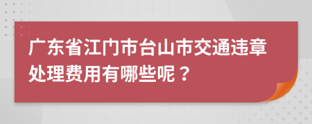 广东省江门市台山市交通违章处理费用有哪些呢？