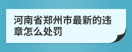 河南省郑州市最新的违章怎么处罚