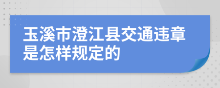 玉溪市澄江县交通违章是怎样规定的