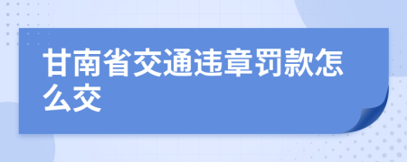 甘南省交通违章罚款怎么交