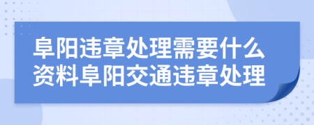 阜阳违章处理需要什么资料阜阳交通违章处理