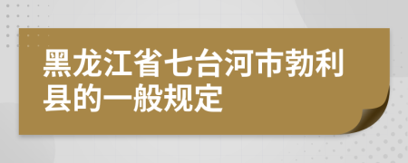 黑龙江省七台河市勃利县的一般规定