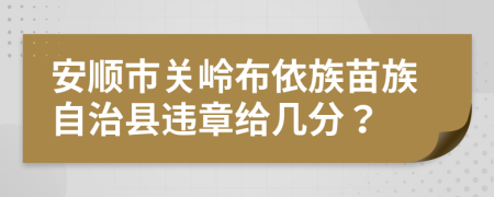 安顺市关岭布依族苗族自治县违章给几分？