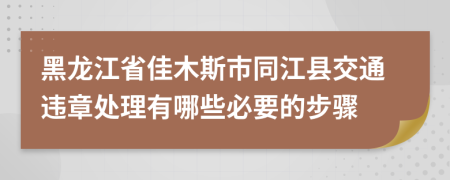 黑龙江省佳木斯市同江县交通违章处理有哪些必要的步骤