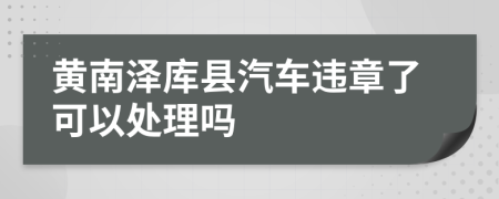 黄南泽库县汽车违章了可以处理吗