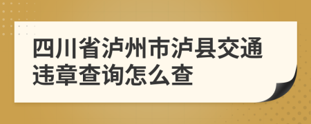 四川省泸州市泸县交通违章查询怎么查