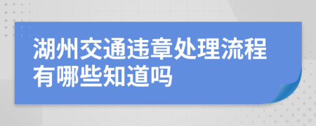 湖州交通违章处理流程有哪些知道吗