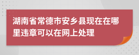 湖南省常德市安乡县现在在哪里违章可以在网上处理