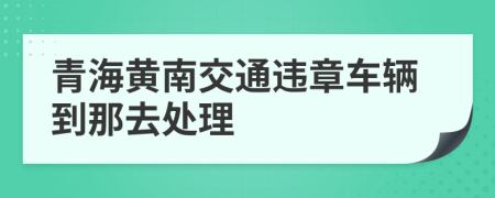 青海黄南交通违章车辆到那去处理