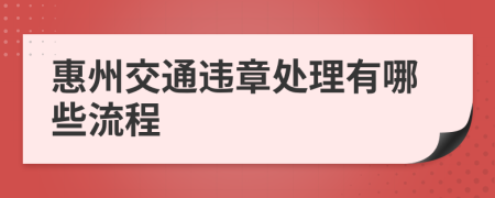 惠州交通违章处理有哪些流程