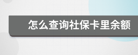 怎么查询社保卡里余额