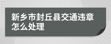 新乡市封丘县交通违章怎么处理