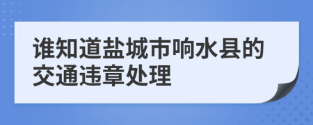 谁知道盐城市响水县的交通违章处理