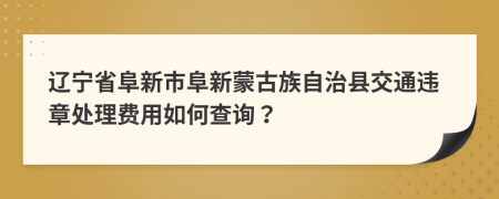 辽宁省阜新市阜新蒙古族自治县交通违章处理费用如何查询？