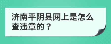 济南平阴县网上是怎么查违章的？