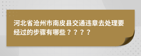 河北省沧州市南皮县交通违章去处理要经过的步骤有哪些？？？？