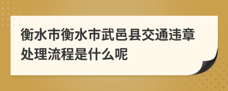 衡水市衡水市武邑县交通违章处理流程是什么呢