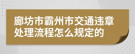 廊坊市霸州市交通违章处理流程怎么规定的