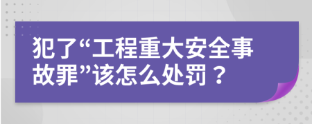 犯了“工程重大安全事故罪”该怎么处罚？