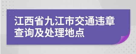 江西省九江市交通违章查询及处理地点