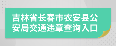 吉林省长春市农安县公安局交通违章查询入口