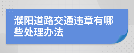 濮阳道路交通违章有哪些处理办法