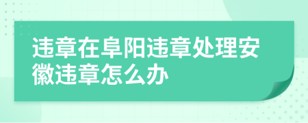 违章在阜阳违章处理安徽违章怎么办