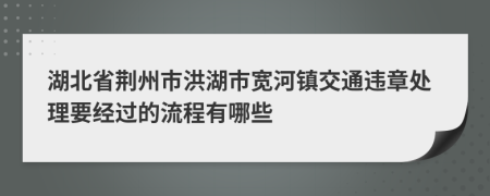 湖北省荆州市洪湖市宽河镇交通违章处理要经过的流程有哪些