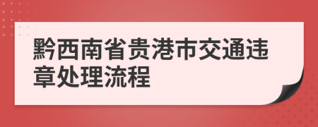 黔西南省贵港市交通违章处理流程