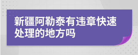 新疆阿勒泰有违章快速处理的地方吗