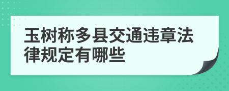 玉树称多县交通违章法律规定有哪些