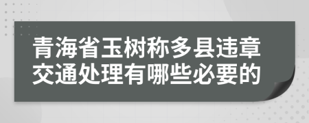 青海省玉树称多县违章交通处理有哪些必要的