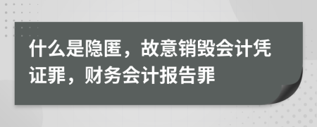 什么是隐匿，故意销毁会计凭证罪，财务会计报告罪