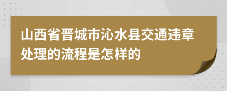 山西省晋城市沁水县交通违章处理的流程是怎样的