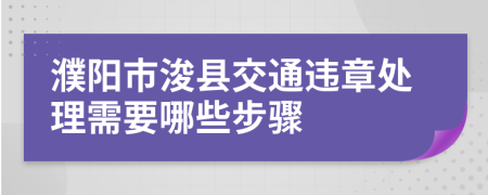 濮阳市浚县交通违章处理需要哪些步骤