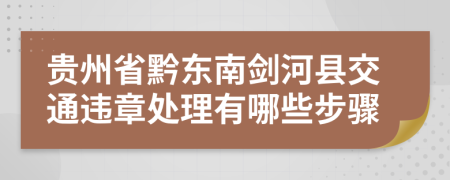 贵州省黔东南剑河县交通违章处理有哪些步骤