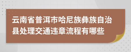 云南省普洱市哈尼族彝族自治县处理交通违章流程有哪些