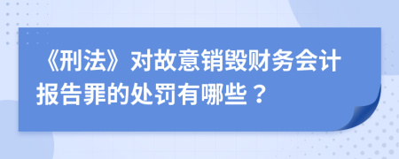 《刑法》对故意销毁财务会计报告罪的处罚有哪些？