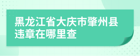 黑龙江省大庆市肇州县违章在哪里查